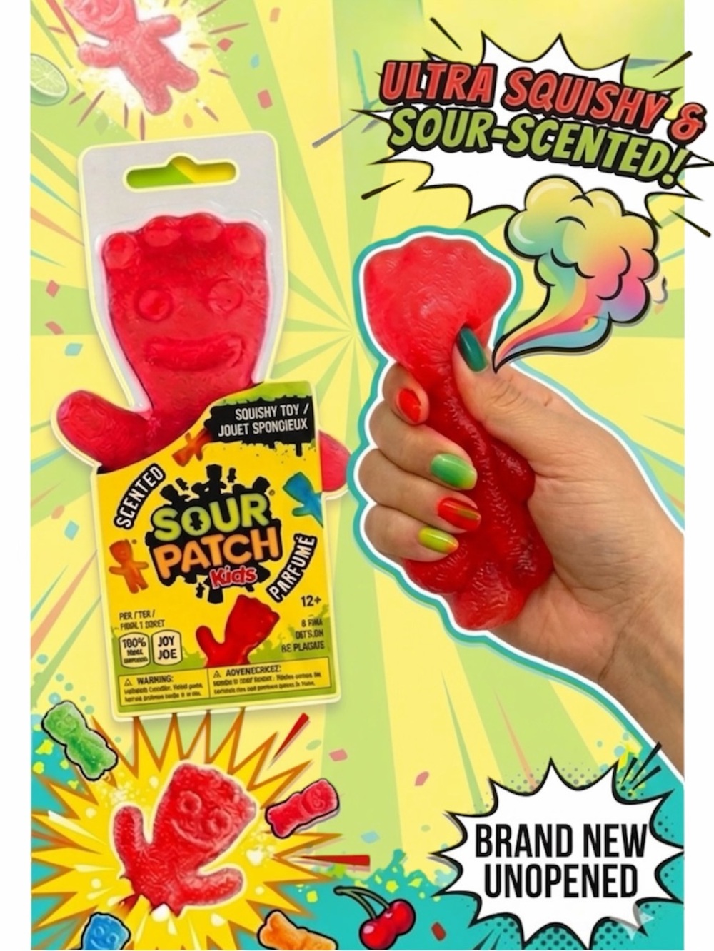 New Sour Patch Kids Squishi Scented Squeeze Toy | Red- Strawberry | NeeDoh